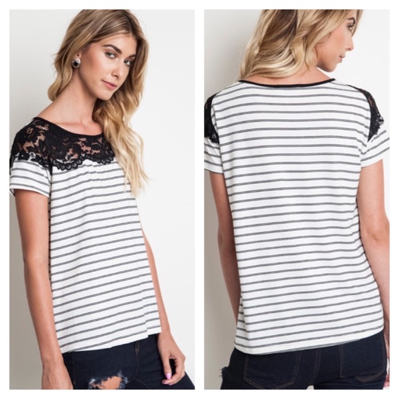 Lace Trim Tee - Picture 2 of 3