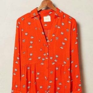 Anthropologie Woodland Walk Fox Shirt