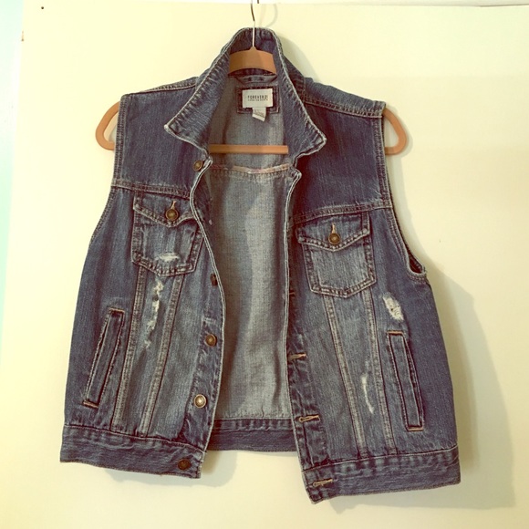 Forever 21 distressed denim vest