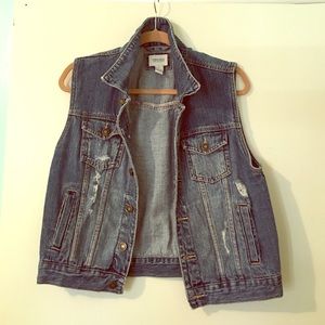 Forever 21 distressed denim vest