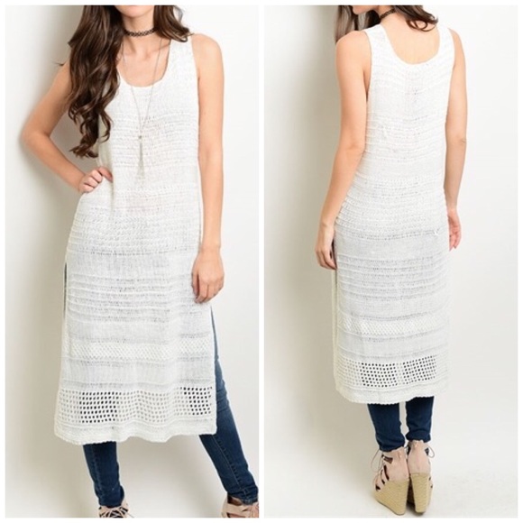 Crochet Knit Duster Maxi Dress - Picture 2 of 3