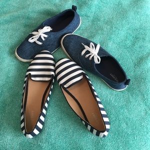 Striped blue slip-ons