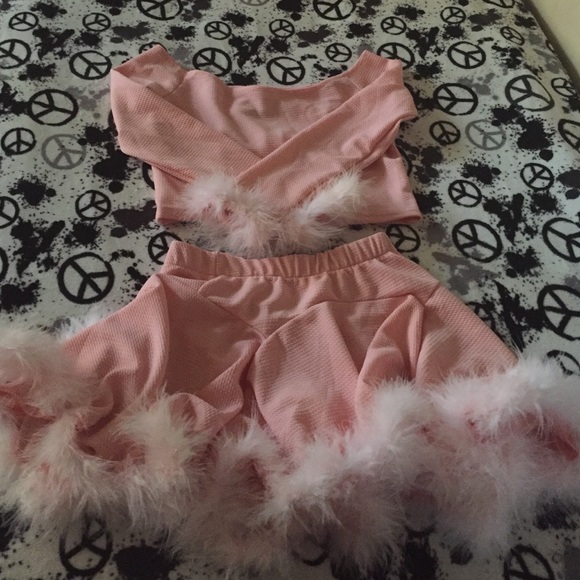 Custom made pink fluffy two piece
