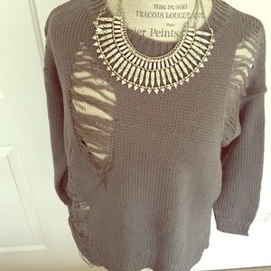 High- low distressed sweater!