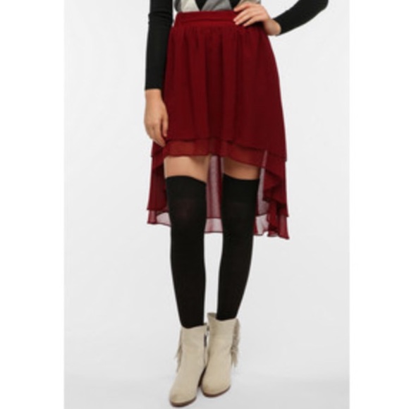 Red High Low Skirt