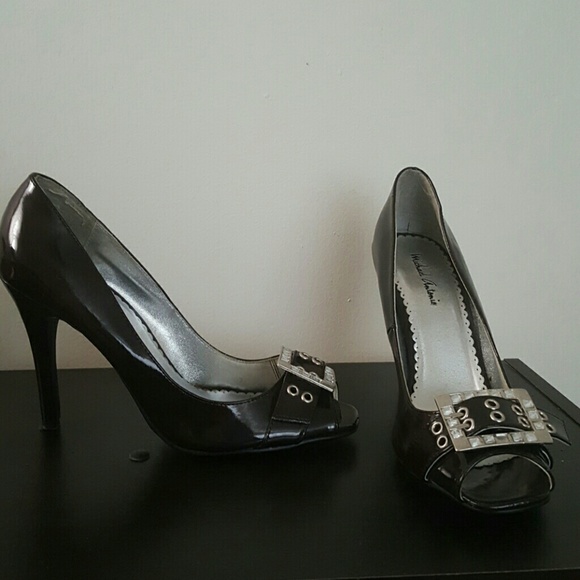 Chocolate brown peep toed shoes