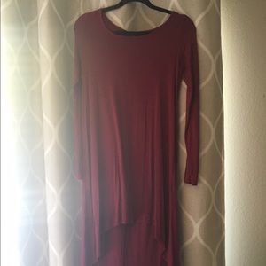 Maroon high low t shirt dress
