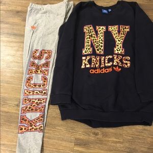 Ny Knicks adidas set leggings sweater medium
