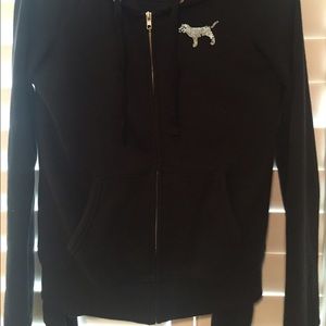 Pink sequined black hoodie