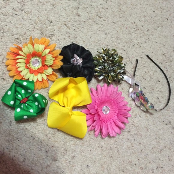 Girls hair flowers, bow, and headband