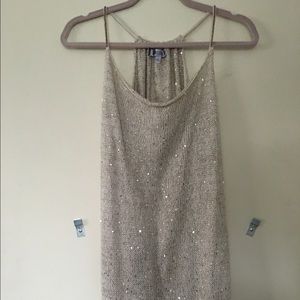 LAST CHANCE! Gold sequin tank with chain straps