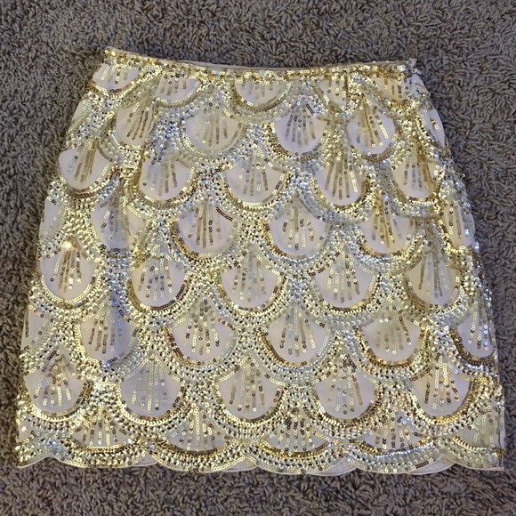 Scalloped Gold Sequin Skirt