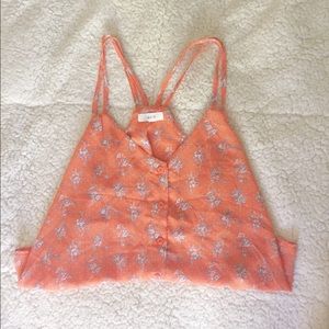Orange floral flowy tank top