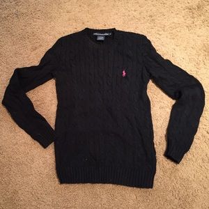 Black Ralph Lauren sport cable knit sweater