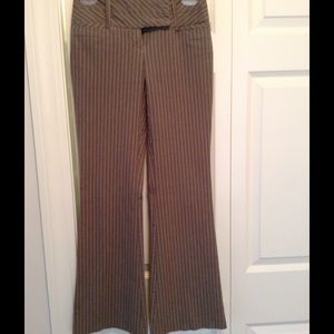 Brown dress pants with cream pinstripes
