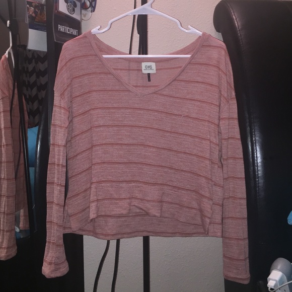 Orange/brown crop long sleeve shirt
