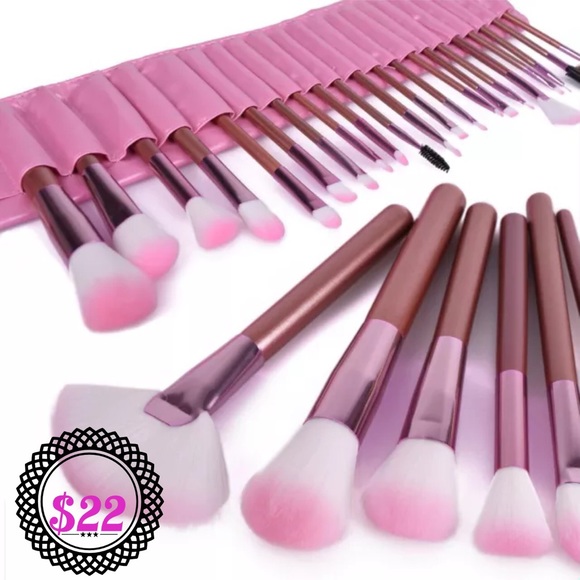 Makeup Final Price22pcs Pink Makeup Brushes W Case Poshmark
