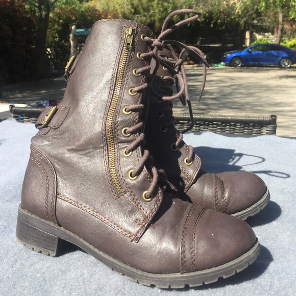 Brown combat boots