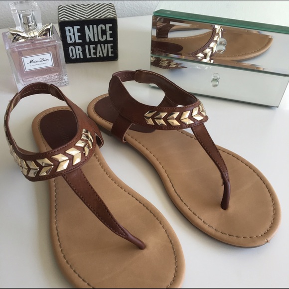 ‼️Brown and Gold Sandals / Flip Flops