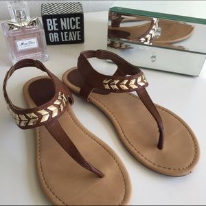 ‼️Brown and Gold Sandals / Flip Flops
