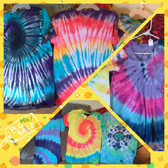 Hand-dyed tie dye t-shirts