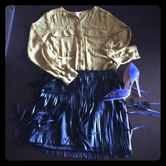 Black faux leather mini skirt from H&M