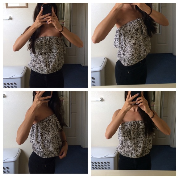 🚫SOLD🚫 Black White Animal Print Spot Boho Crop - Picture 4 of 4