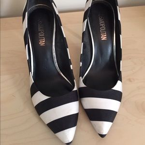 Fun black and white stripe heels