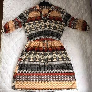 Long sleeve printed summer dress