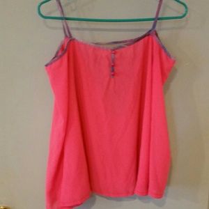 Coral summer blouse with flared sleeves