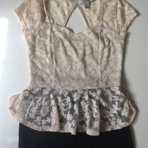 Lace dress Black and white Peplum