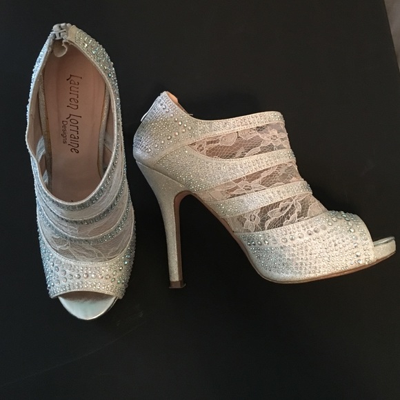Lace and bedazzled formal shoes