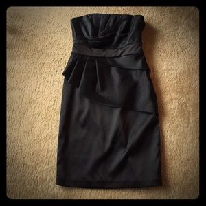 Black, strapless cocktail dress