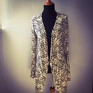 Graphic print long cardigan