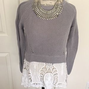 Grey sweater crop top