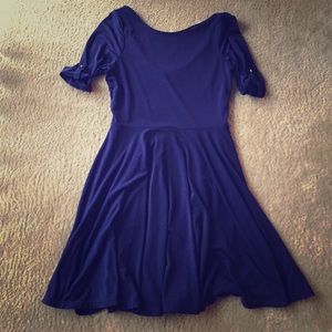 3/4 sleeve navy skater dress