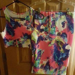 2 Piece Crop Top with Skirt