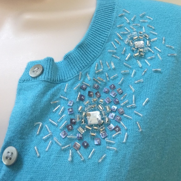 Teal beaded cardigan - Picture 2 of 4