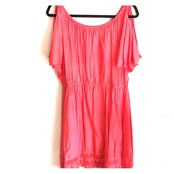 Hinge coral lace hem dress