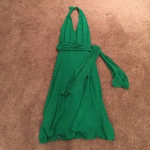 Silk kelly green halter dress