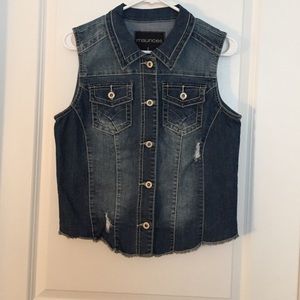 Lightly distressed, denim vest