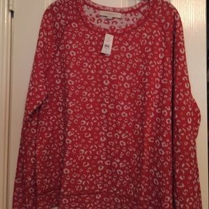 Loft sweater orange cream print size xl nwt