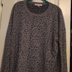 Loft sweater gray cheetah print size xxl