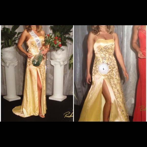 Winning pageant / prom gown, yellow, sz 2