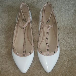BCBG White Studded Flats