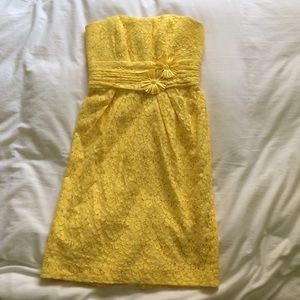 David'sBridal sunbeam-yellow strapless lace dress