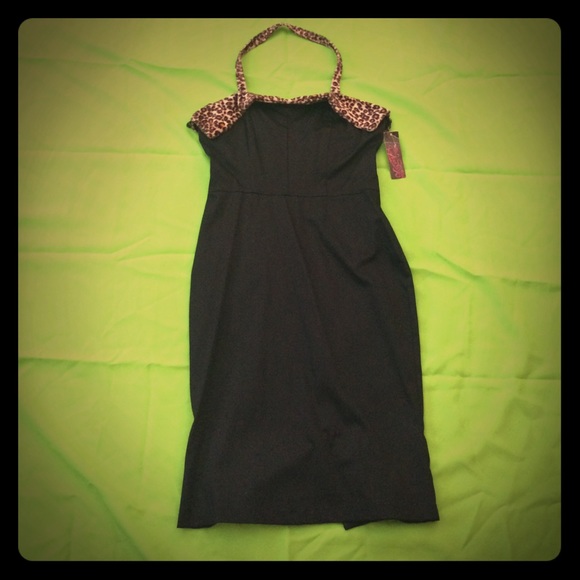 *RESERVED* Rock Steady Black Halter Wiggle Dress