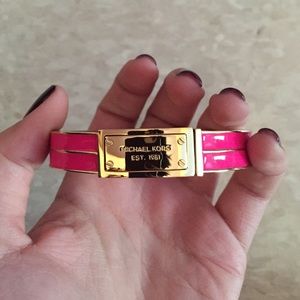 Hot pink and gold MK bangle
