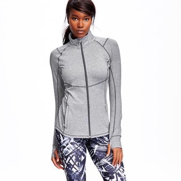 SOLD. navy skinny stripe zip up. - Picture 2 of 4