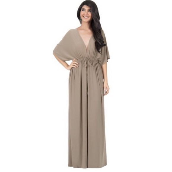 Koh Koh Dresses & Skirts - Koh Koh V-Neck Kimono Sleeve Maxi Dress